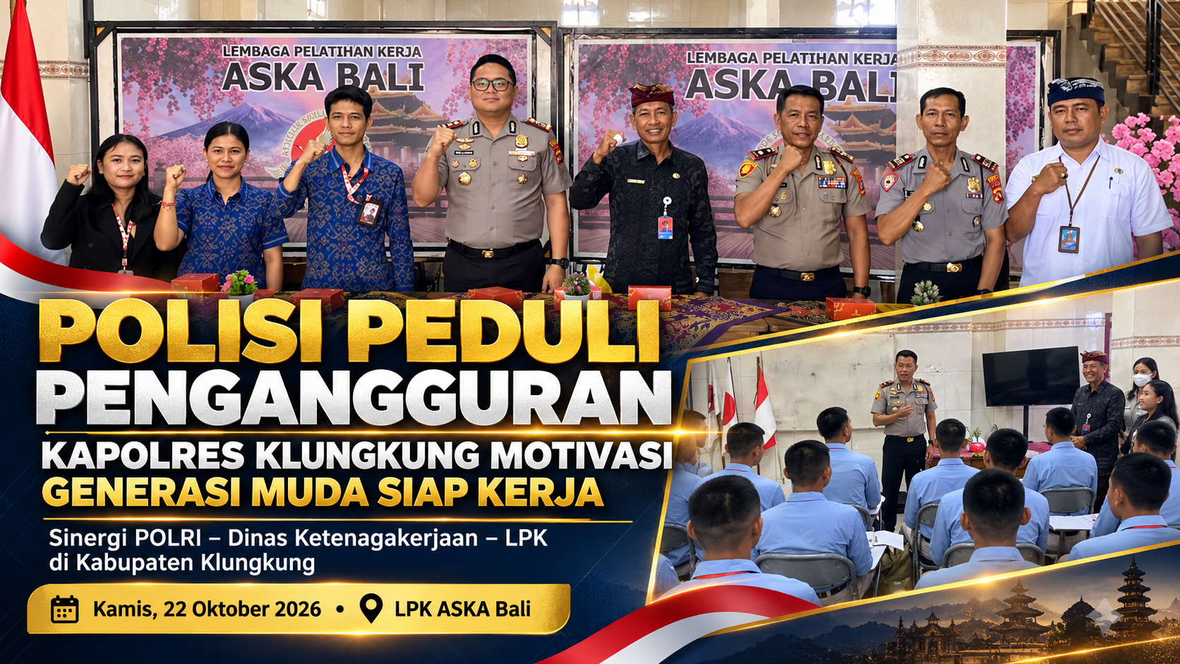Polisi Peduli Pengangguran, Kapolres Klungkung Motivasi Generasi Muda Siap Kerja di LPK ASKA Bali